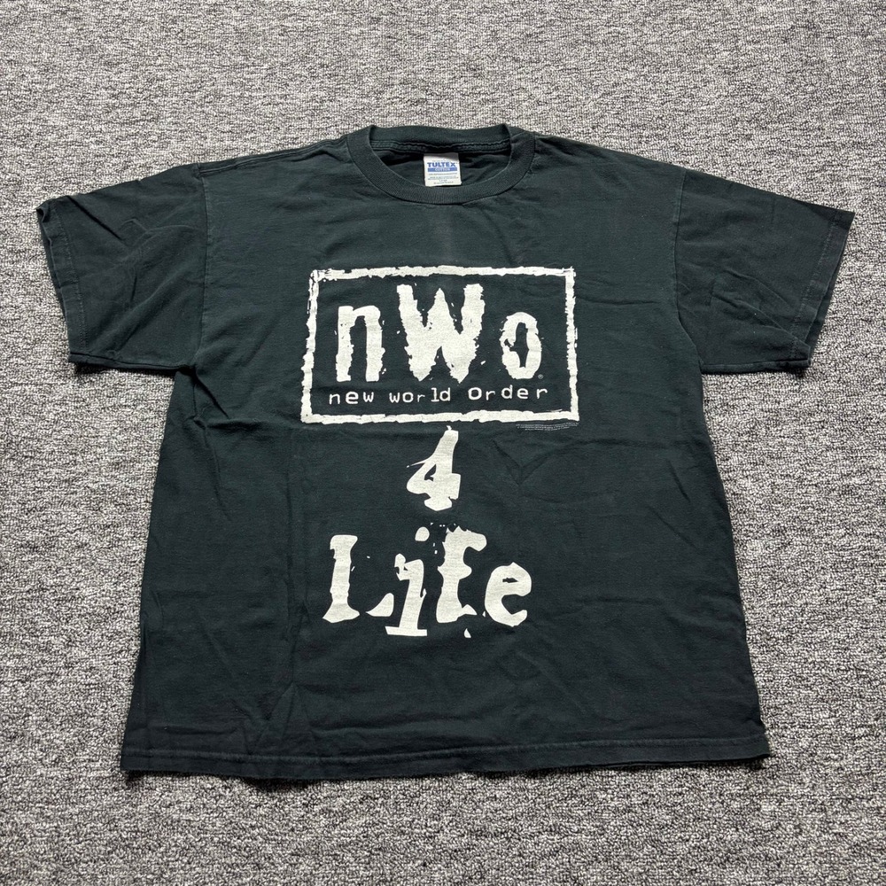 Vintage 1998 Tultex WWF nWo 4 Life Graphic Black T-Shirt Men's Size Large